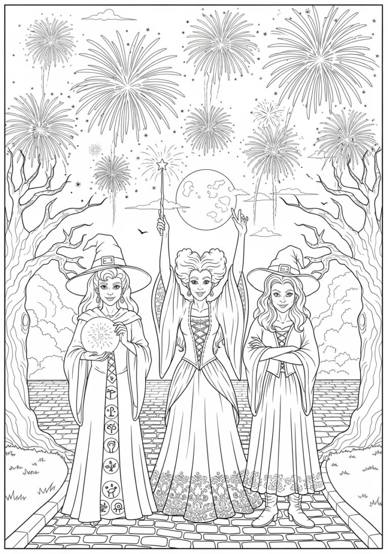 Hocus Pocus New Year Fireworks Over Salem Coloring… Hocus Pocus New Year Fireworks Over Salem Coloring…
