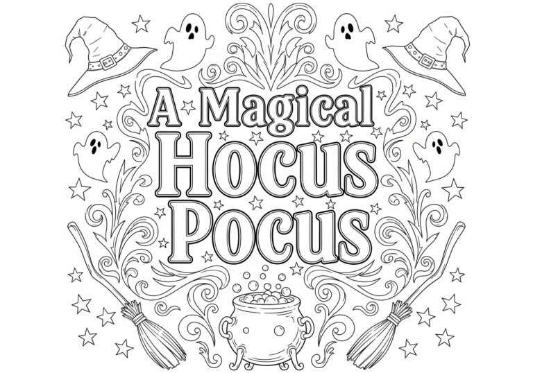 Hocus Pocus Quote Typography Art Coloring Page Hocus Pocus Quote Typography Art Coloring Page