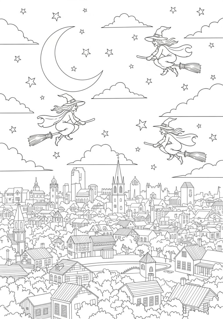 Hocus Pocus Salem Skyline with Witches Flying Colo… Hocus Pocus Salem Skyline with Witches Flying Colo…