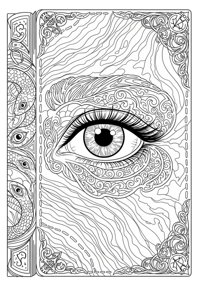 Hocus Pocus Spellbook Eye Close-up Coloring Page Hocus Pocus Spellbook Eye Close-up Coloring Page