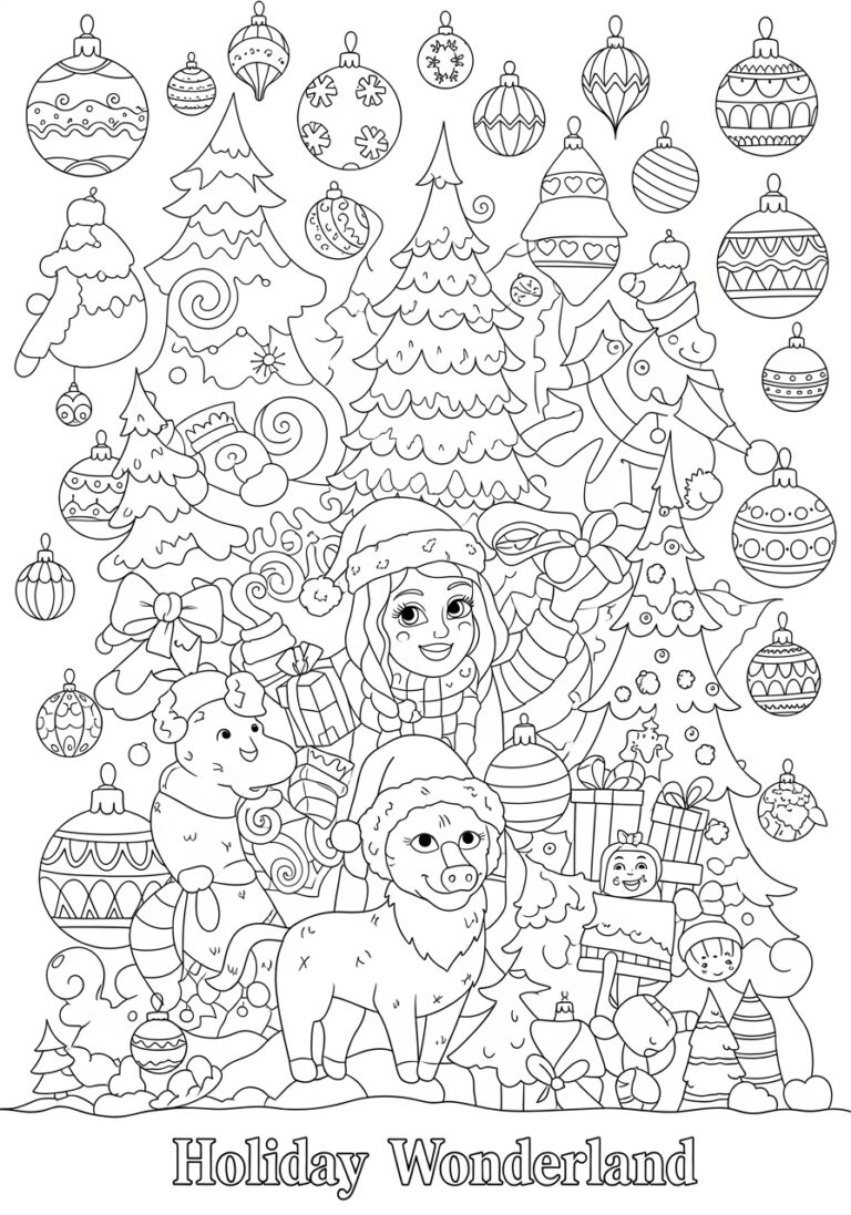 Holiday Themed Coloring Page