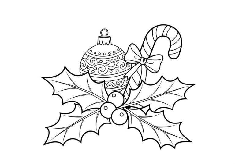 Holly and Berry Ornament Coloring Page Holly and Berry Ornament Coloring Page