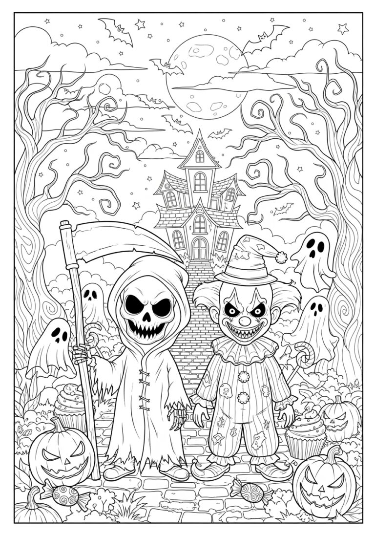 Horror Scary Halloween Coloring Page