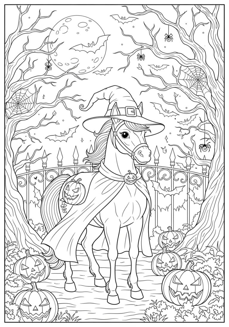 Horse Halloween Coloring Page to Print Out and Color Horse Halloween Coloring Page to Print Out and Color