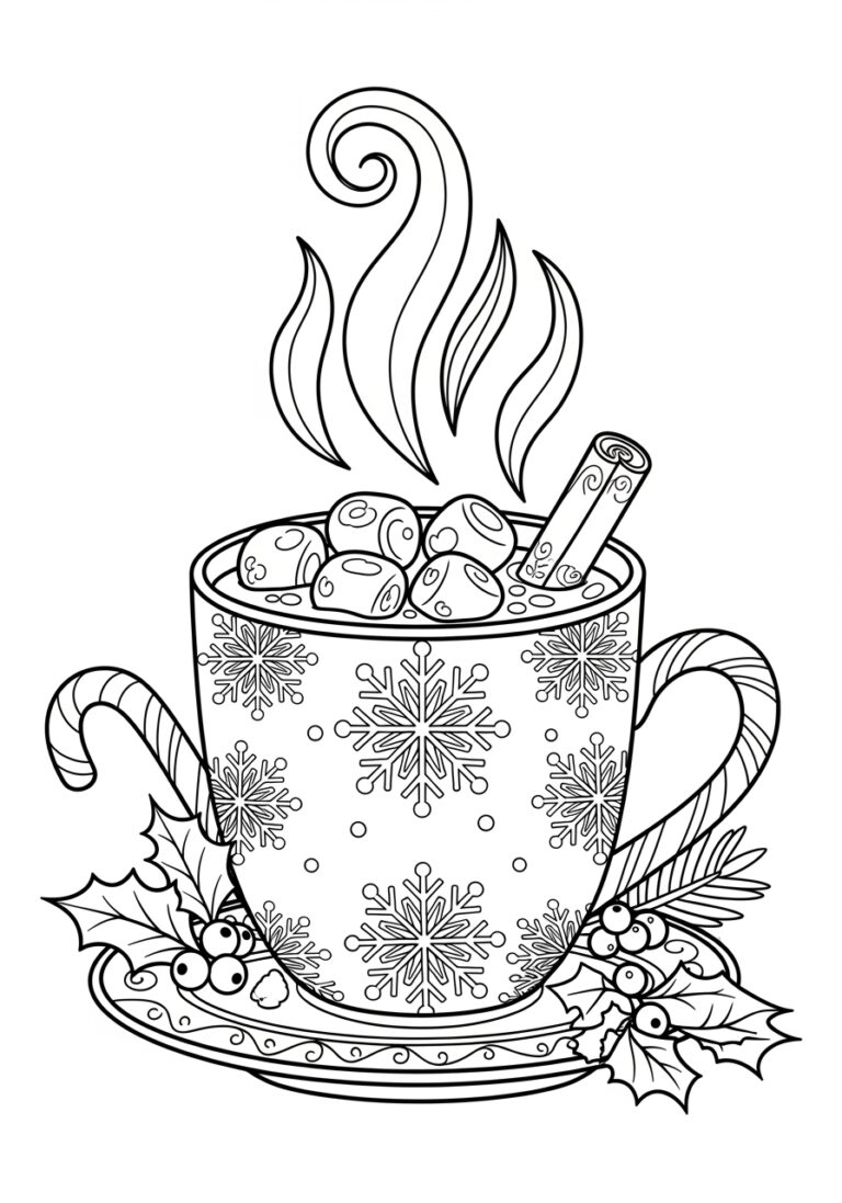 Hot Cocoa Mug Coloring Page