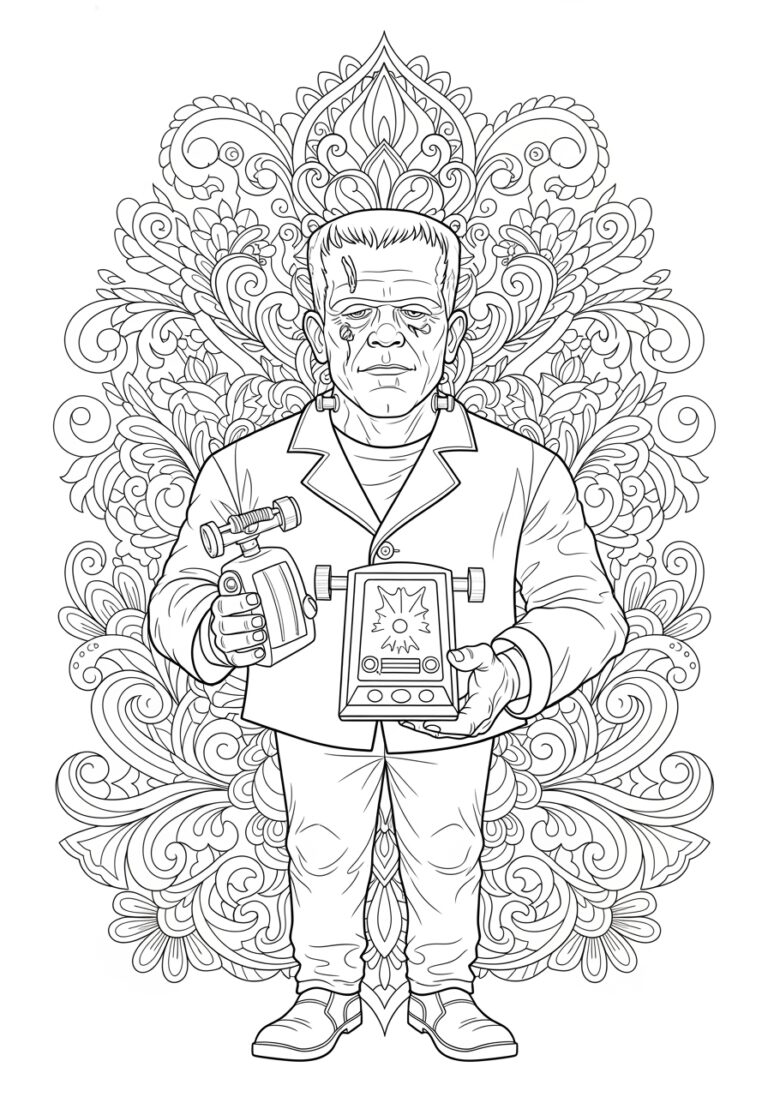 Igor with Frankenstein Equipment Coloring Page