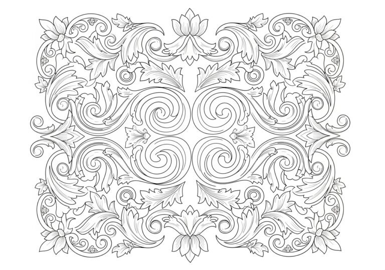 Intricate Victorian Scroll Ornament Coloring Page Intricate Victorian Scroll Ornament Coloring Page