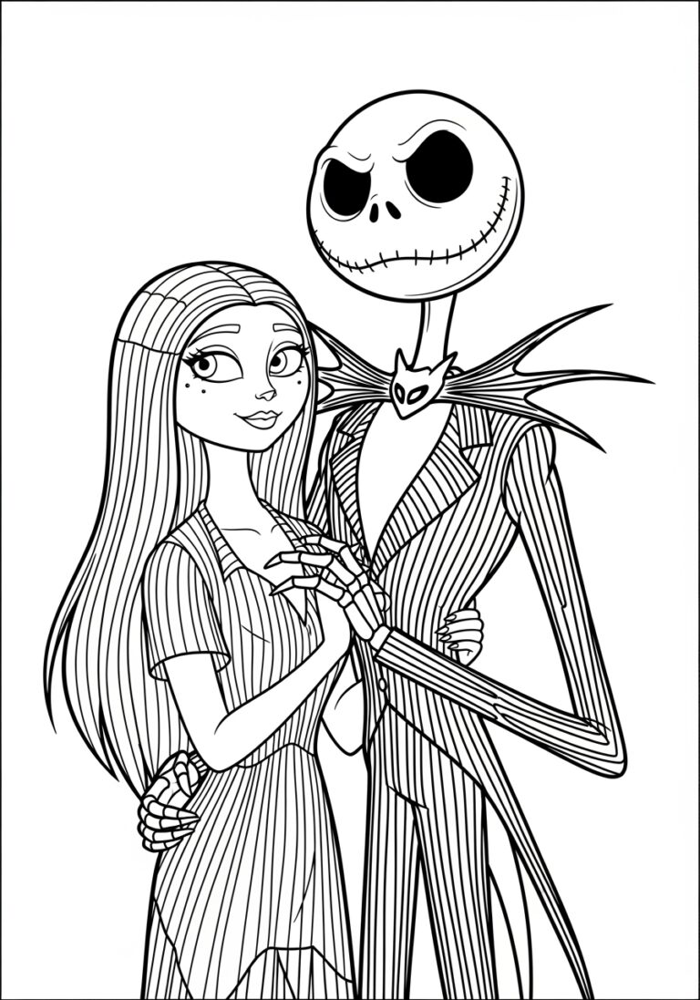 Jack and Sally Coloring Page Jack and Sally Coloring Page