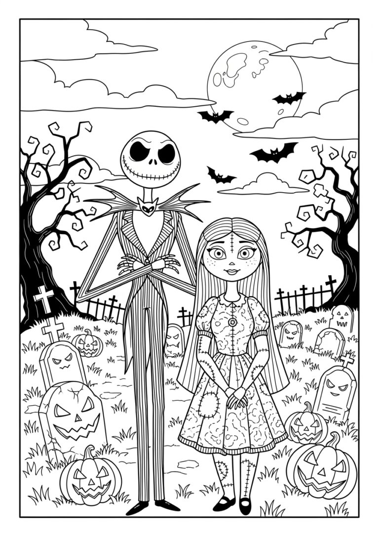 Jack Skellington and Sally Coloring Page Jack Skellington and Sally Coloring Page
