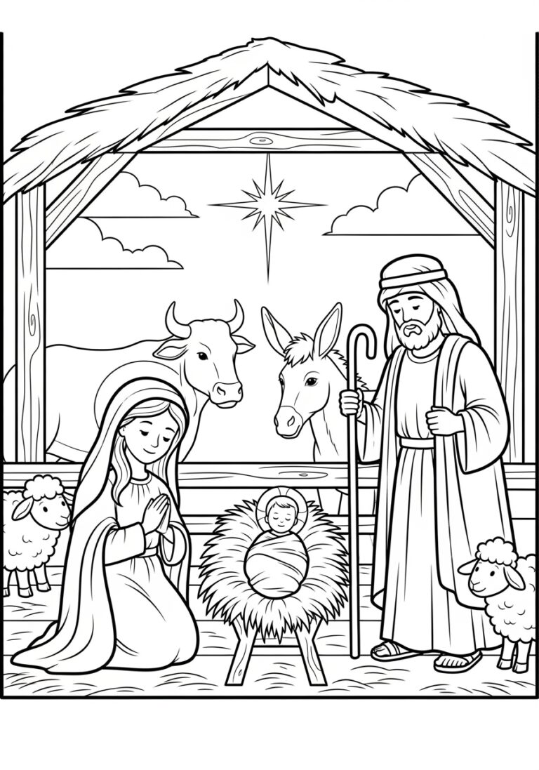 Jesus Born Coloring Page