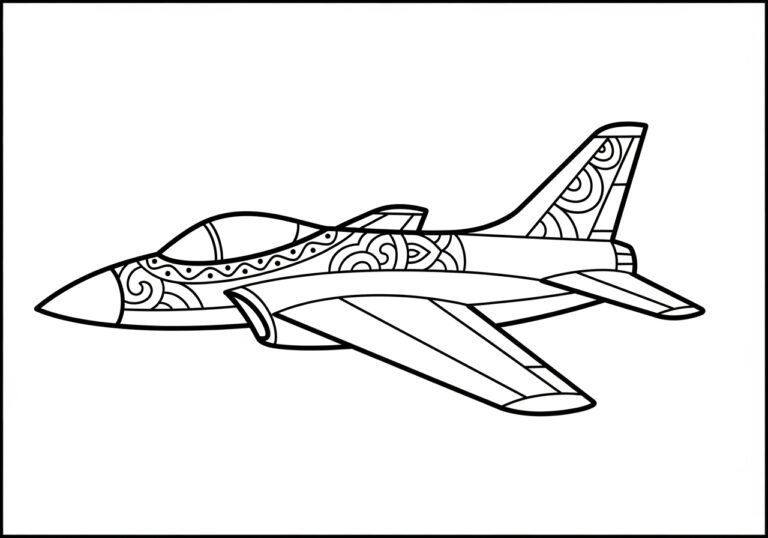 Jet Plane Colouring In Page to Print Out and Color