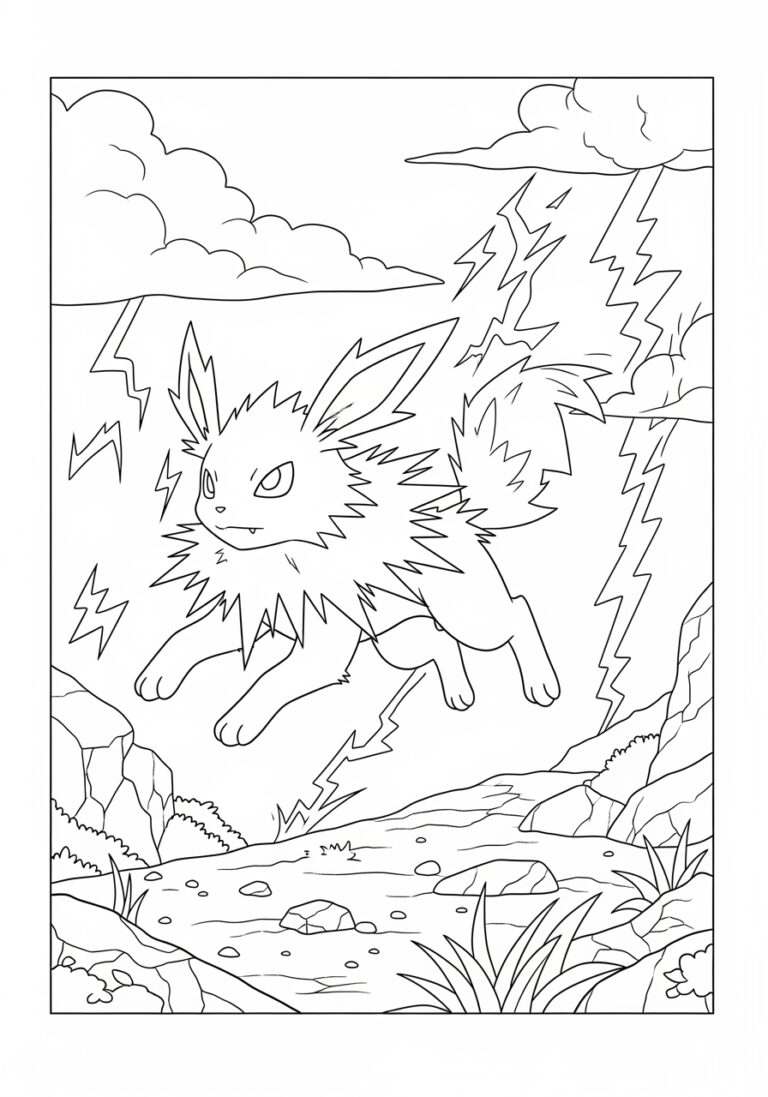 Jolteon Coloring Page to Print Out and Color Jolteon Coloring Page to Print Out and Color