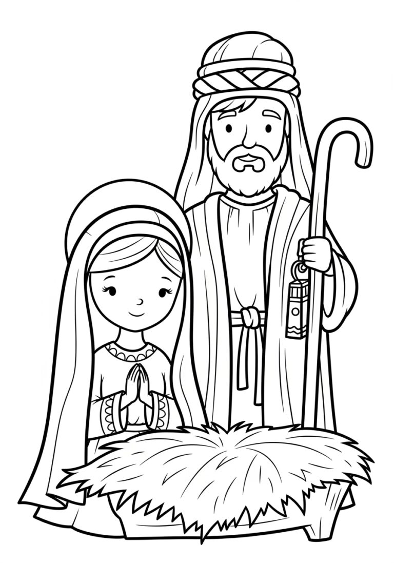 Joseph and Mary Coloring Page Joseph and Mary Coloring Page