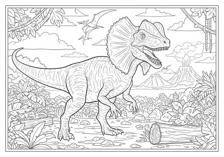 Jurassic Park Dilophosaurus Coloring Page Jurassic Park Dilophosaurus Coloring Page