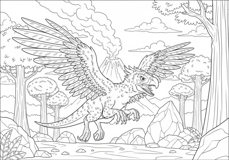 Jurassic World Dominion Pyroraptor Coloring Page Jurassic World Dominion Pyroraptor Coloring Page