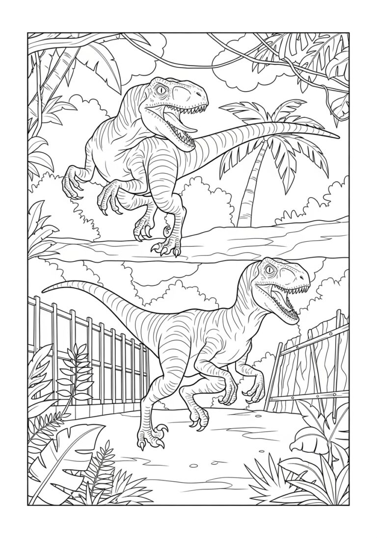 ジュラシック・ワールド ラプターのぬり絵 - 印刷して楽しめる