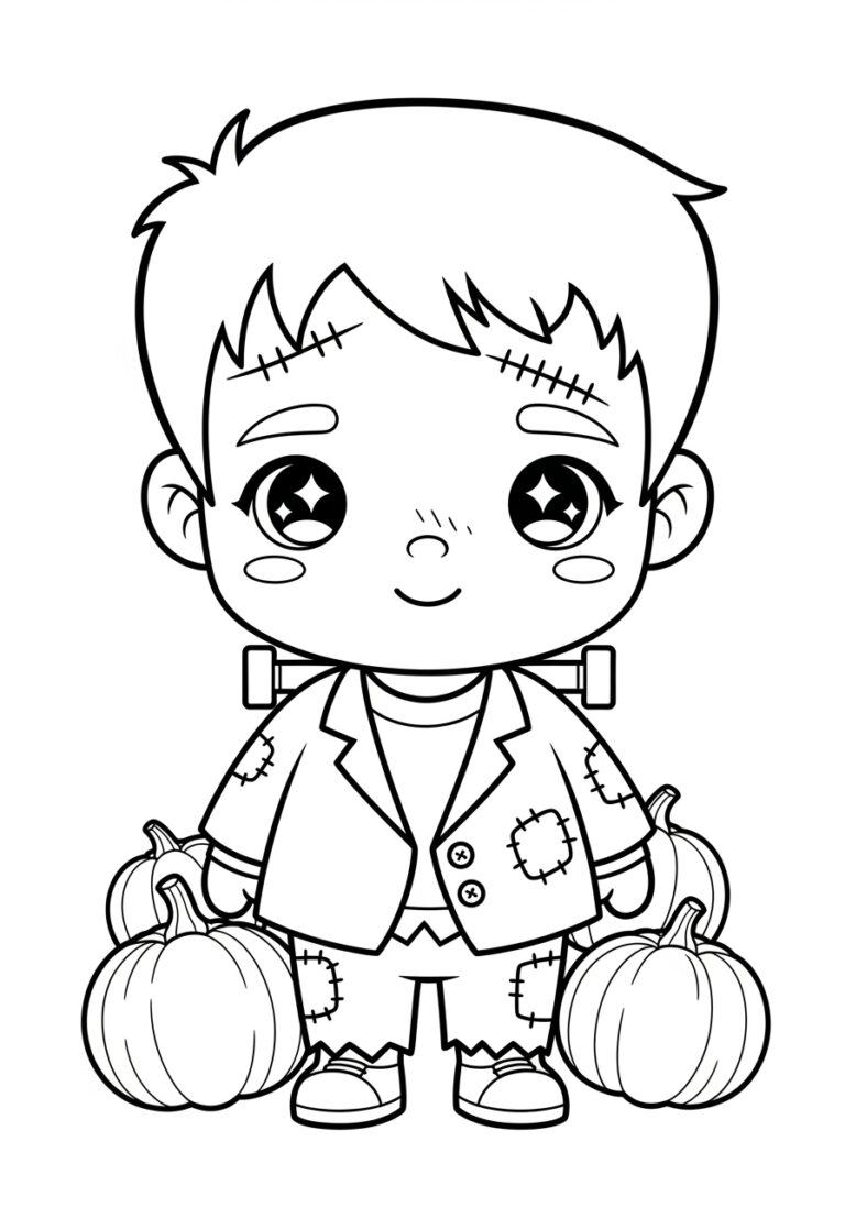 Kawaii Chibi Frankenstein Coloring Page Kawaii Chibi Frankenstein Coloring Page