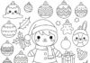 Kawaii Cute Christmas Coloring Page