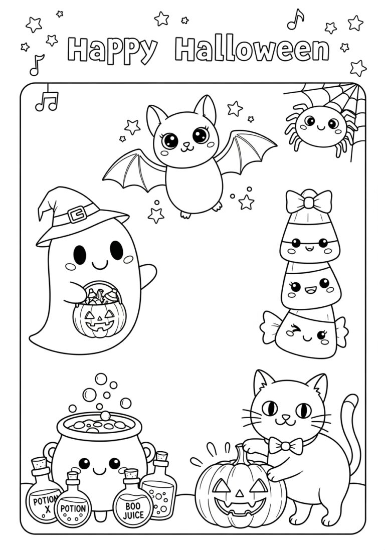 Kawaii Halloween Coloring Page
