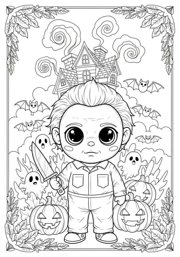 Kawaii Michael Myers Big Eyes Coloring Page Kawaii Michael Myers Big Eyes Coloring Page