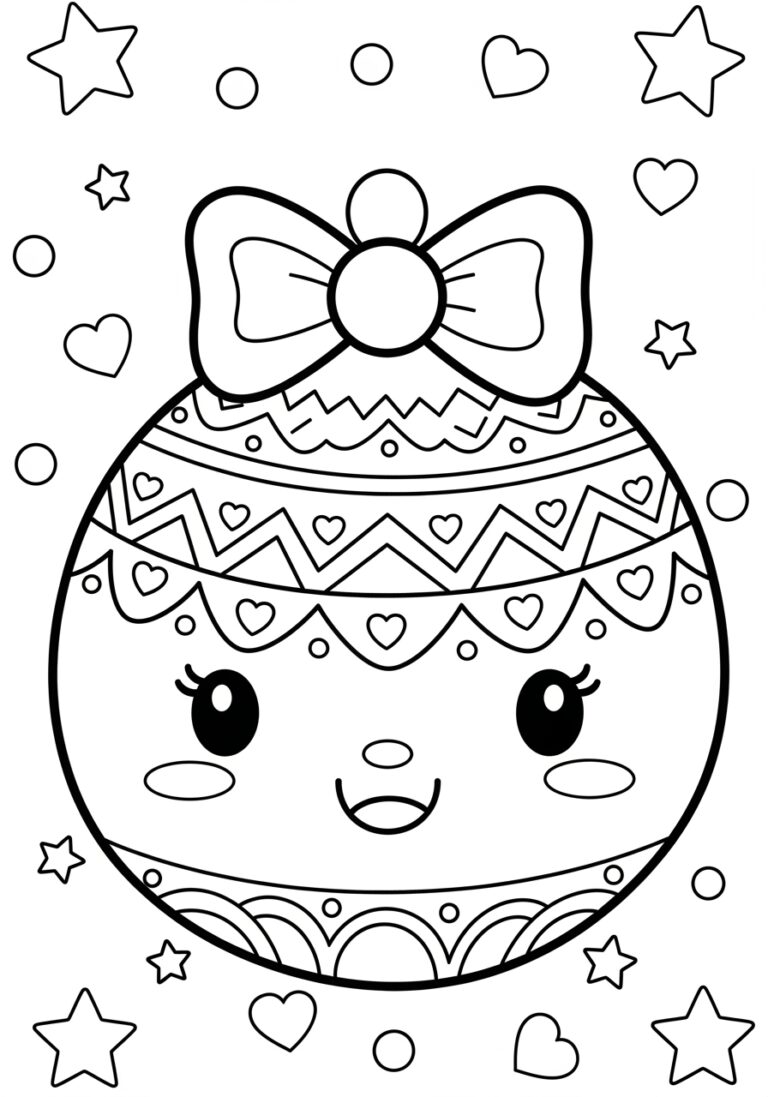 Kawaii Smiling Ornament Coloring Page