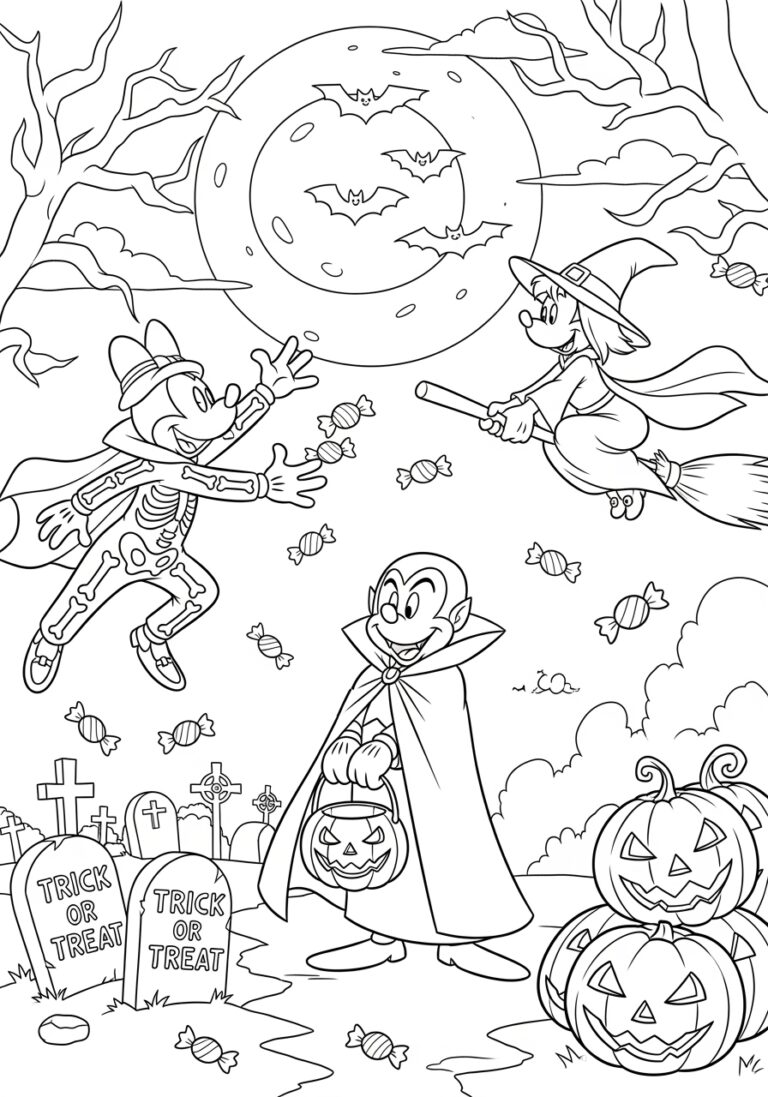 Large Disney Halloween Coloring Page Large Disney Halloween Coloring Page