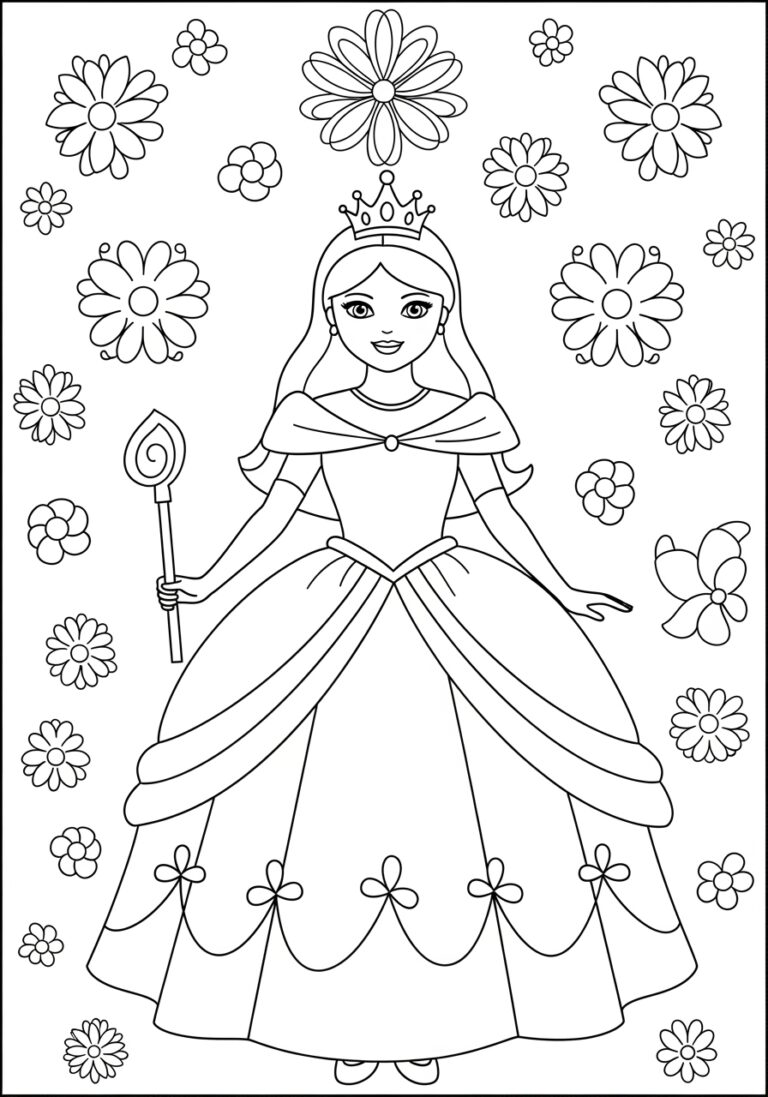 Large Princess Coloring Page Large Princess Coloring Page