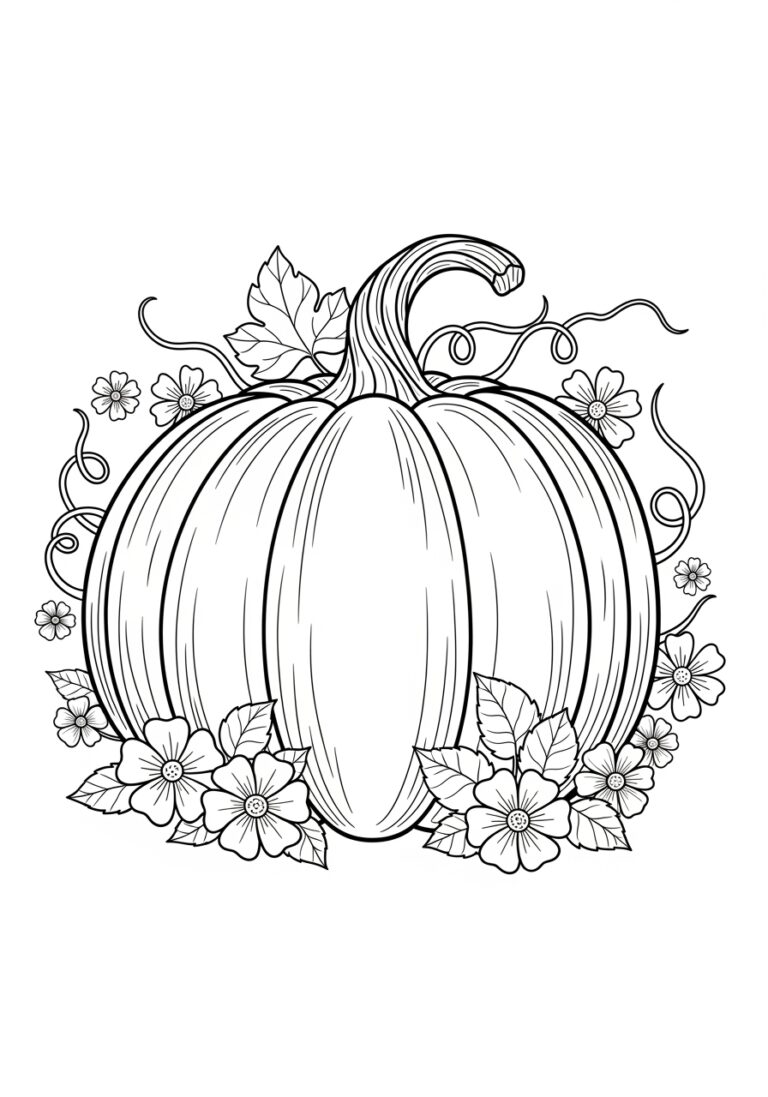 Large Pumpkin Coloring Page to Print and Color Large Pumpkin Coloring Page to Print and Color