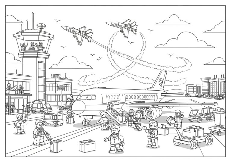 Lego Airplane Coloring Page to Print Out and Color