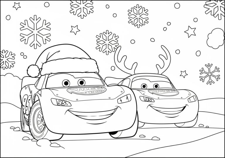 Lightning McQueen Christmas Coloring Page