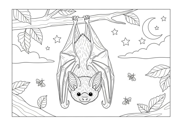 Little Brown Bat Species Coloring Page to Print