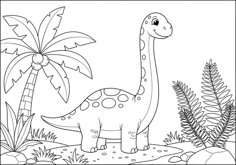 Long Neck Dinosaur Coloring Page