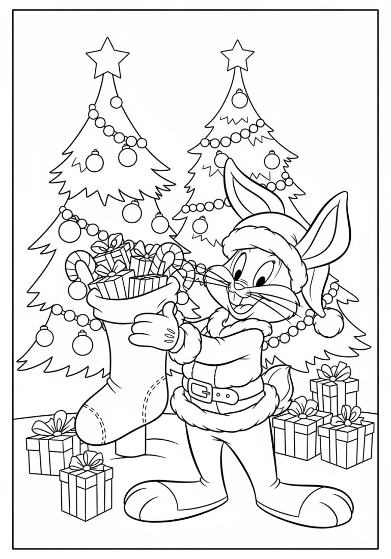 Looney Tunes Christmas Coloring Page