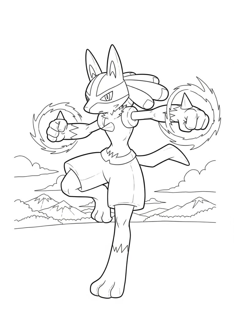 Lucario Coloring Page to Print and Enjoy