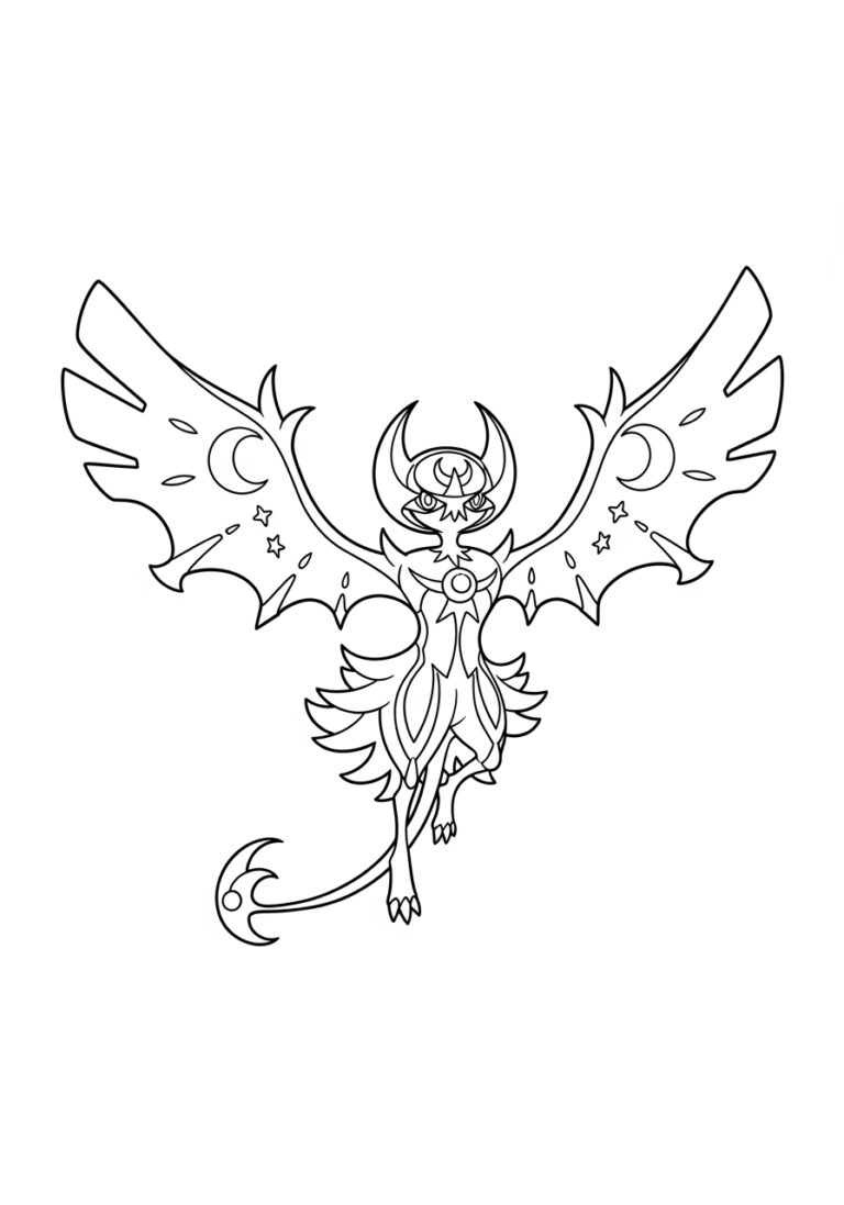 Lunala Pokémon Coloring Page to Print Out and Color Lunala Pokémon Coloring Page to Print Out and Color