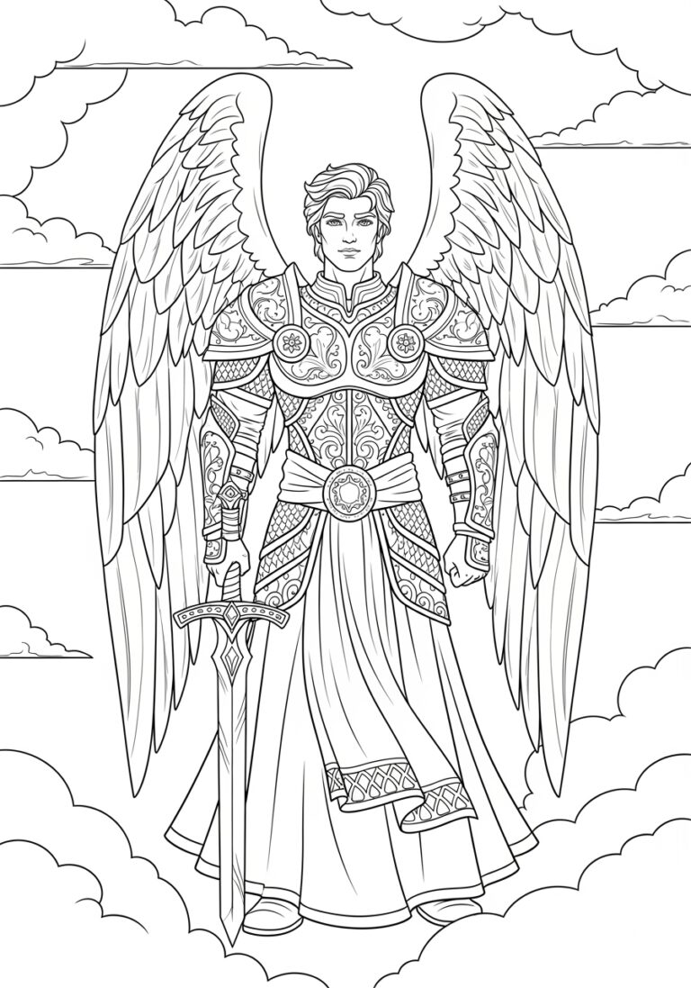 Male Angel Coloring Page Male Angel Coloring Page