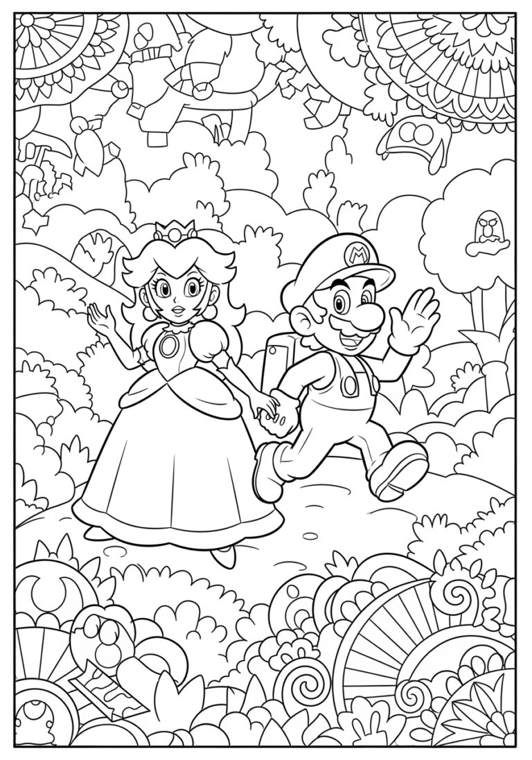 Mario Princess Peach Coloring Page Mario Princess Peach Coloring Page