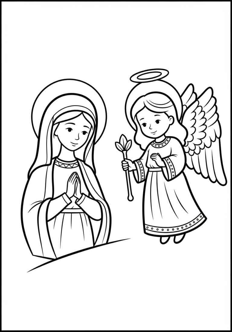Mary and the Angel Coloring Page Mary and the Angel Coloring Page