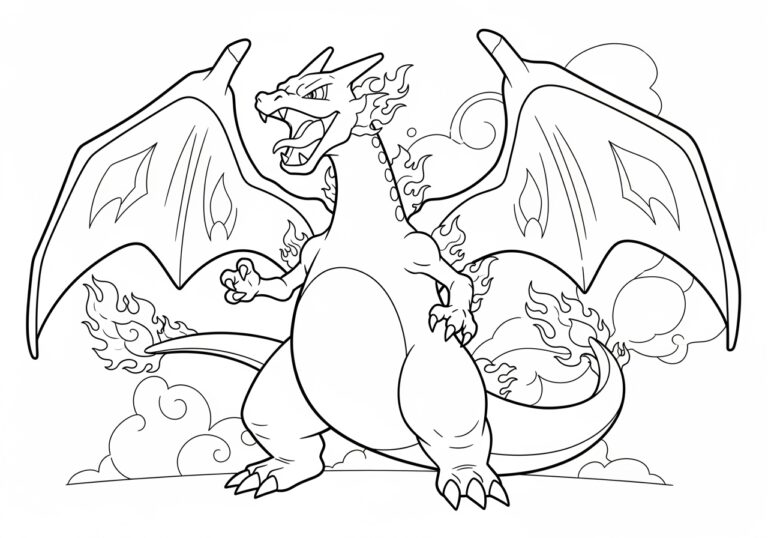 Mega Charizard Coloring Page to Print Out and Color