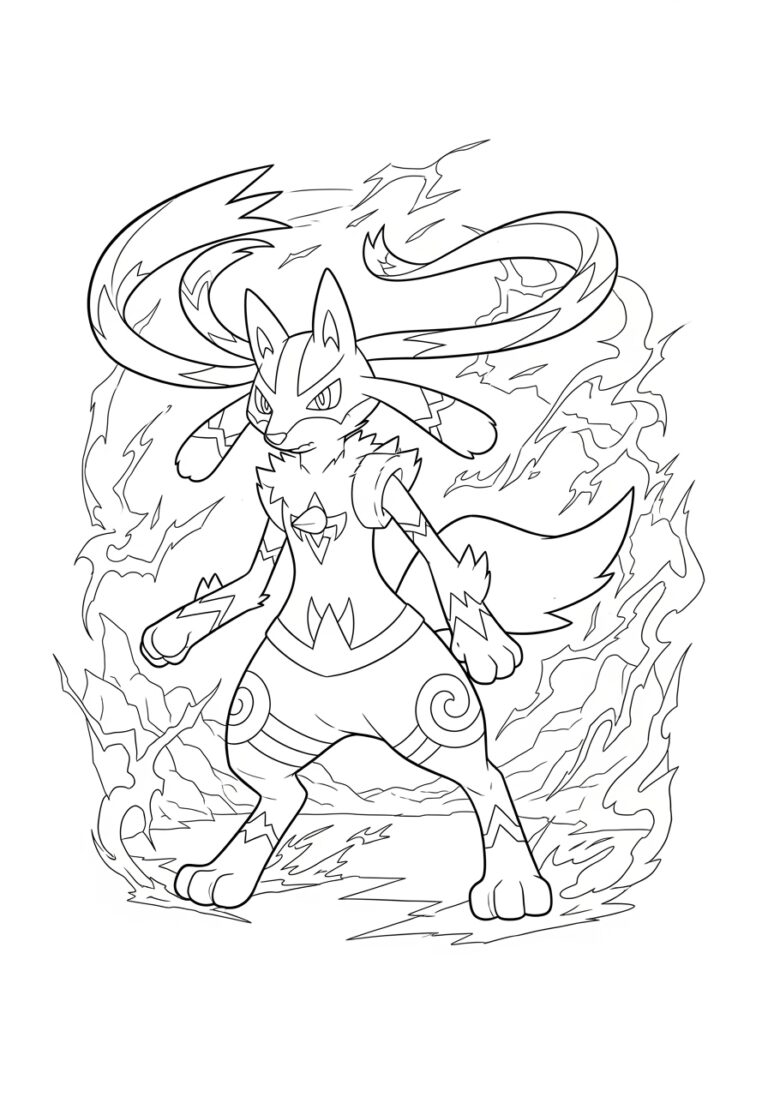 Mega Lucario Coloring Page to Print Out and Color Mega Lucario Coloring Page to Print Out and Color