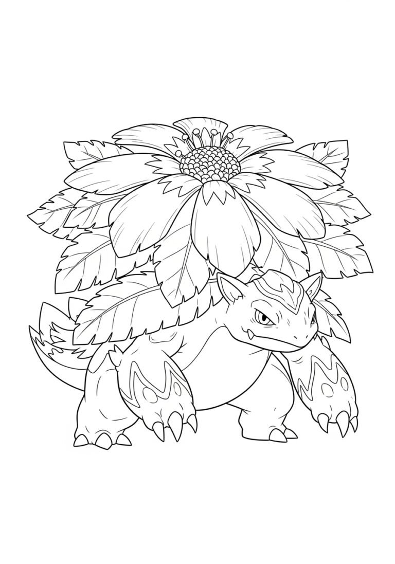Mega Venusaur Coloring Page to Print and Color