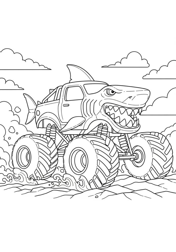 Lego Monster Truck Coloring Page for Kids – Free Printable