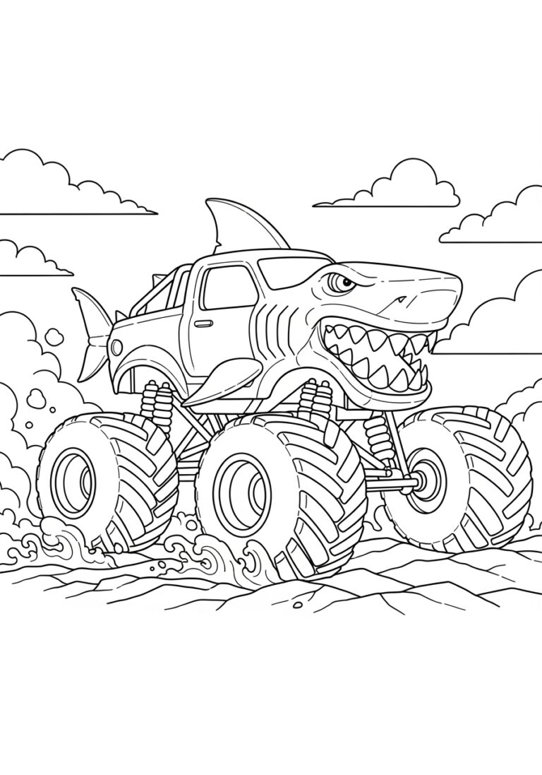 Megalodon Monster Truck Coloring Page
