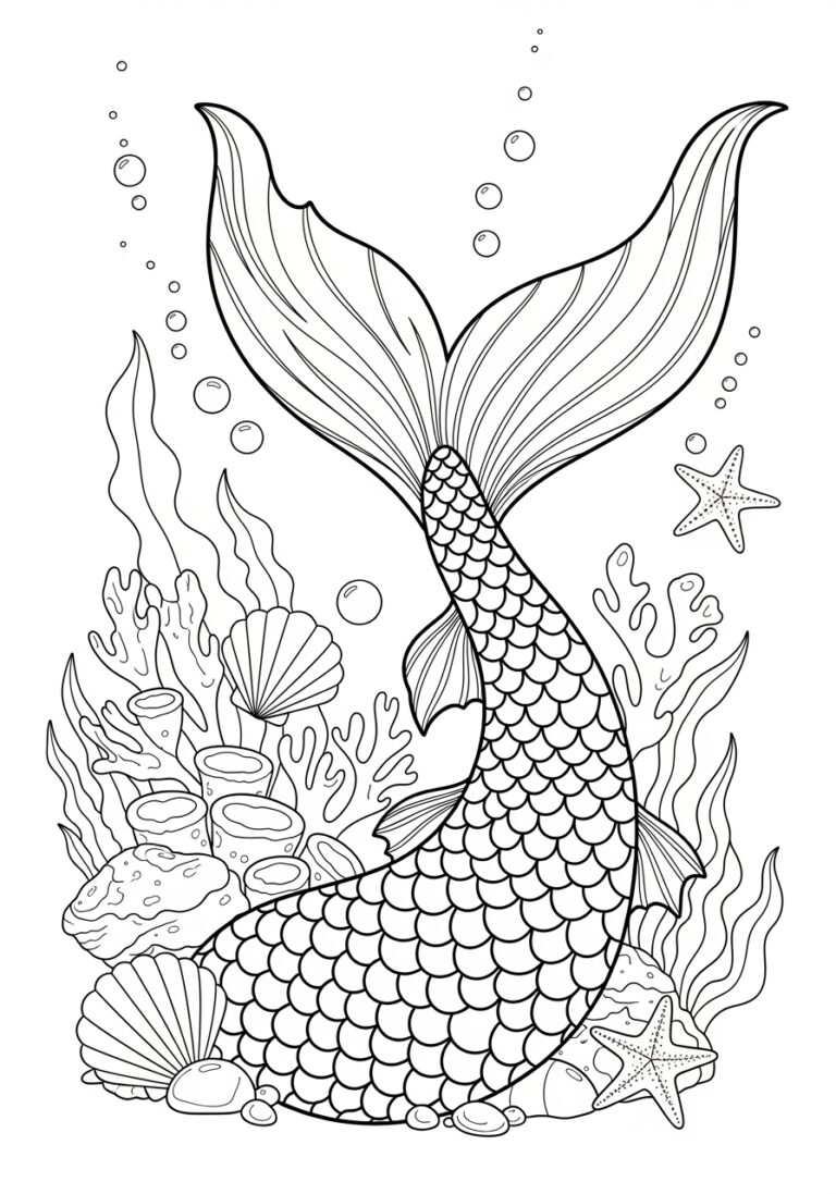 Mermaid Tail Ornament Coloring Page