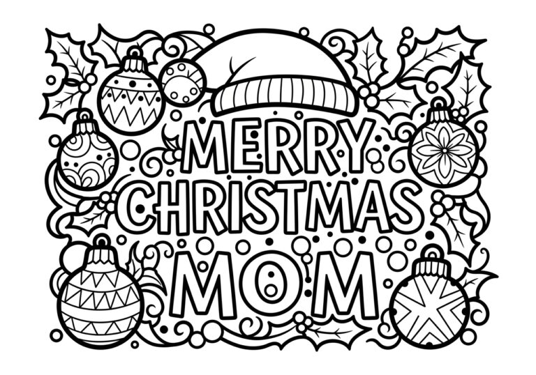 Merry Christmas Mom Coloring Page