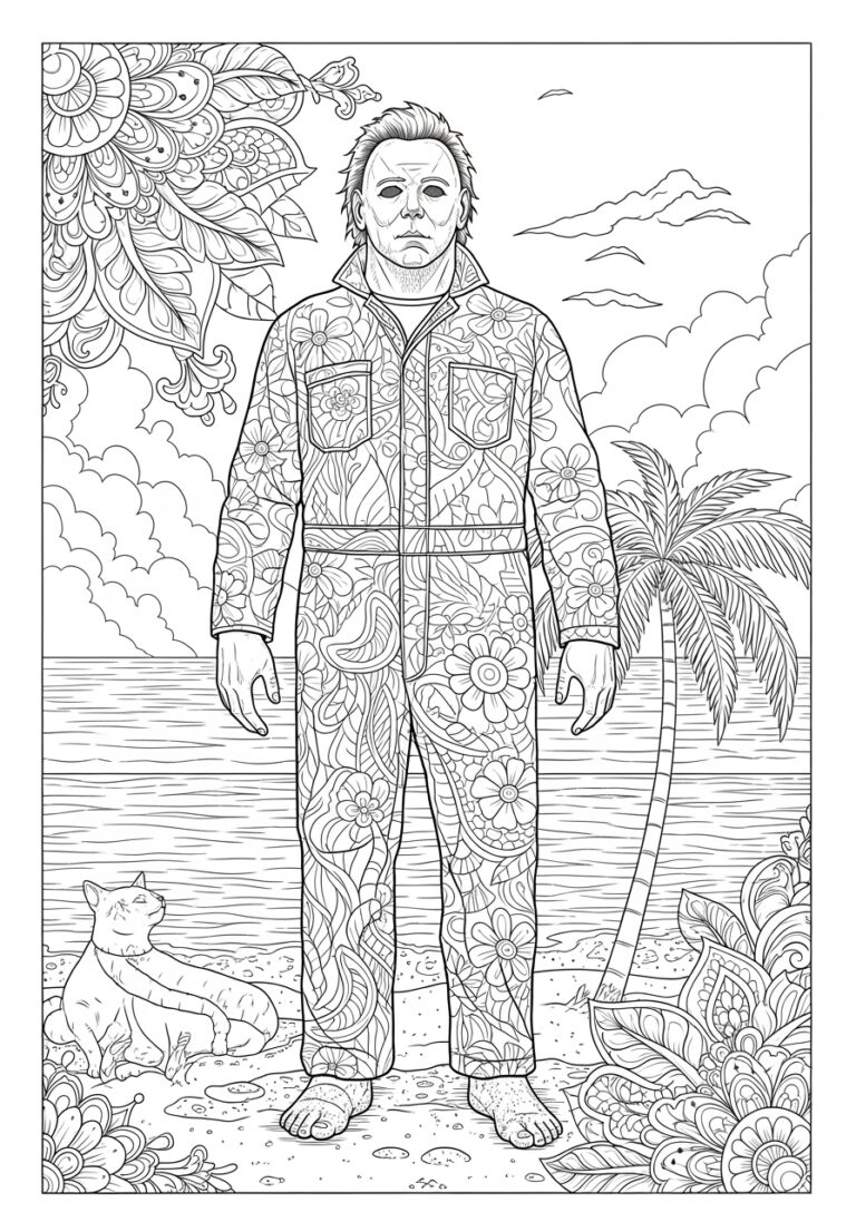 Michael Myers Beach Summer Vacation Coloring Page Michael Myers Beach Summer Vacation Coloring Page