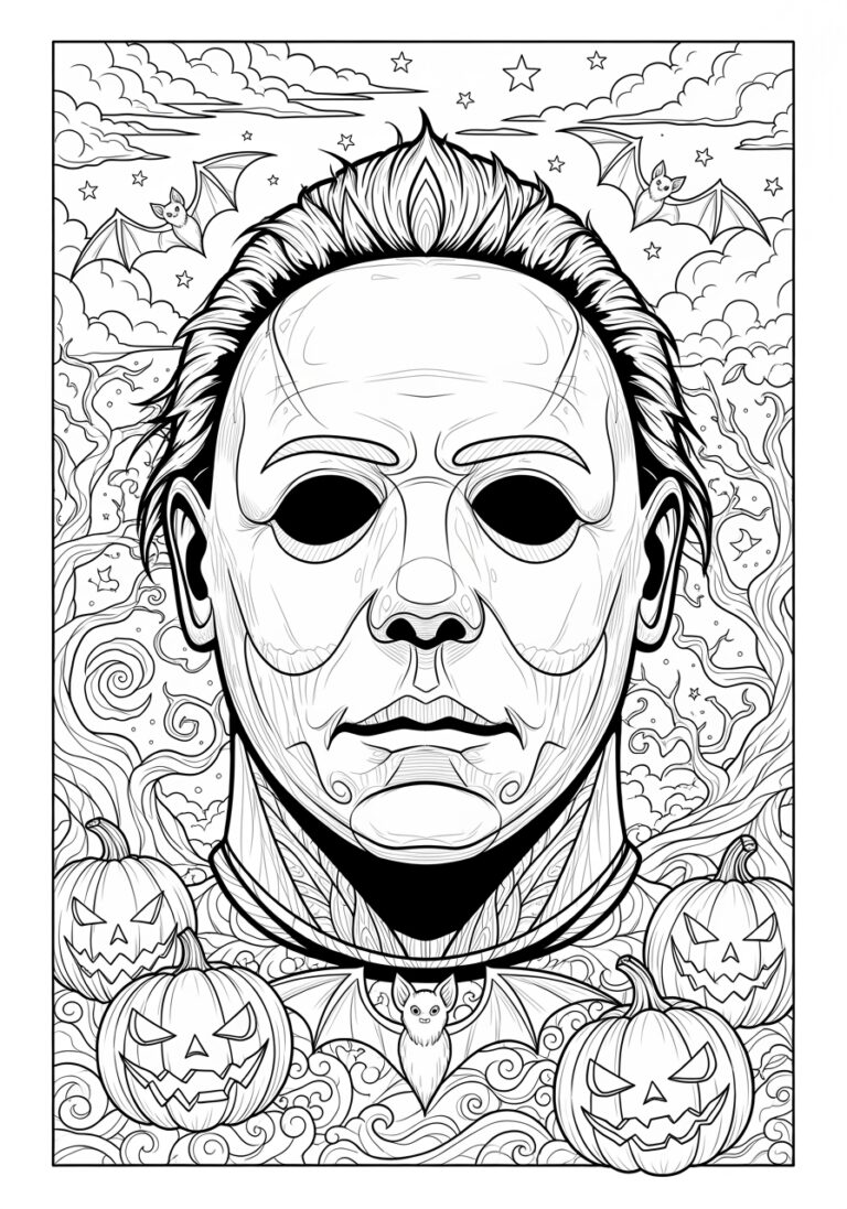 Michael Myers Mask Coloring Page to Print Out and Color Michael Myers Mask Coloring Page to Print Out and Color