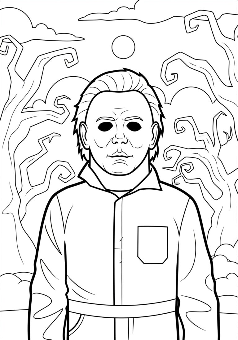 Michael Myers No Blood Kid-Friendly Coloring Page Michael Myers No Blood Kid-Friendly Coloring Page