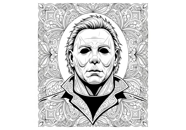 Michael Myers Pumpkin Carving Stencil Look Coloring Page Michael Myers Pumpkin Carving Stencil Look Coloring Page