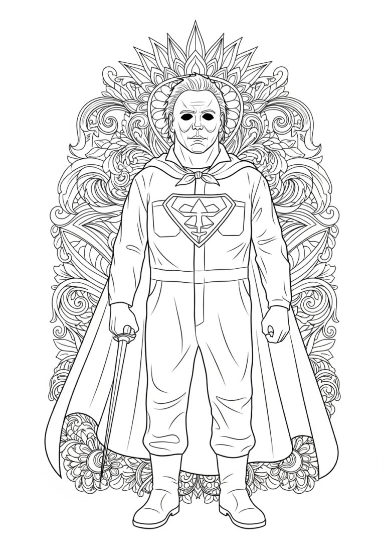 Michael Myers Superhero Cape Parody Coloring Page Michael Myers Superhero Cape Parody Coloring Page